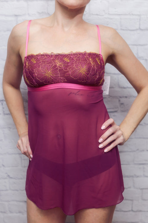 Auden Sheer Mesh Lace Chemise Lingerie XS Purple NEW