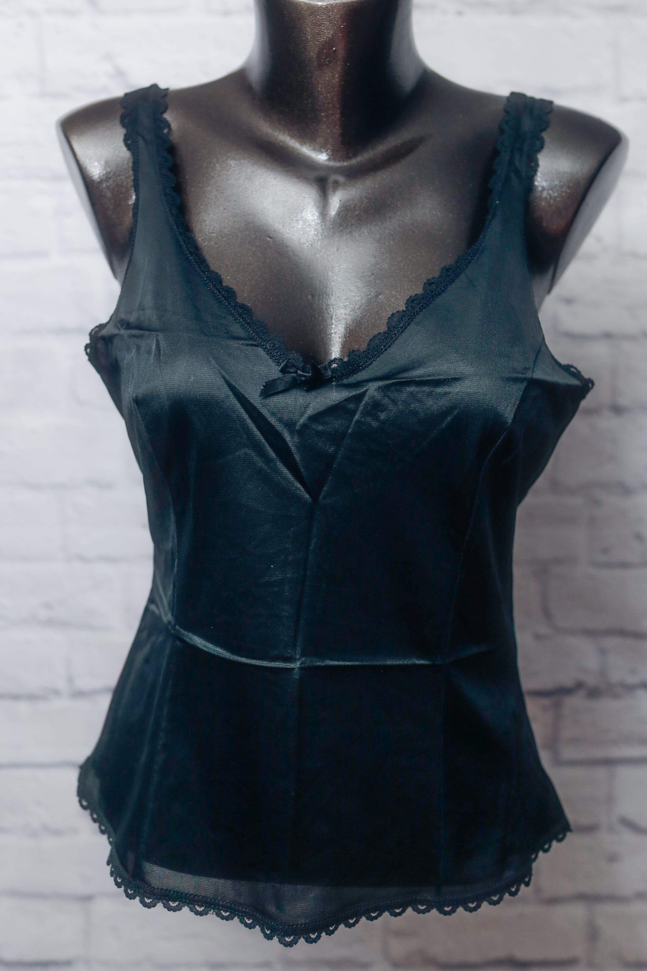 Warners Perfect Measure Vintage Cami Camisole 36 Medium Black Nylon & Lace