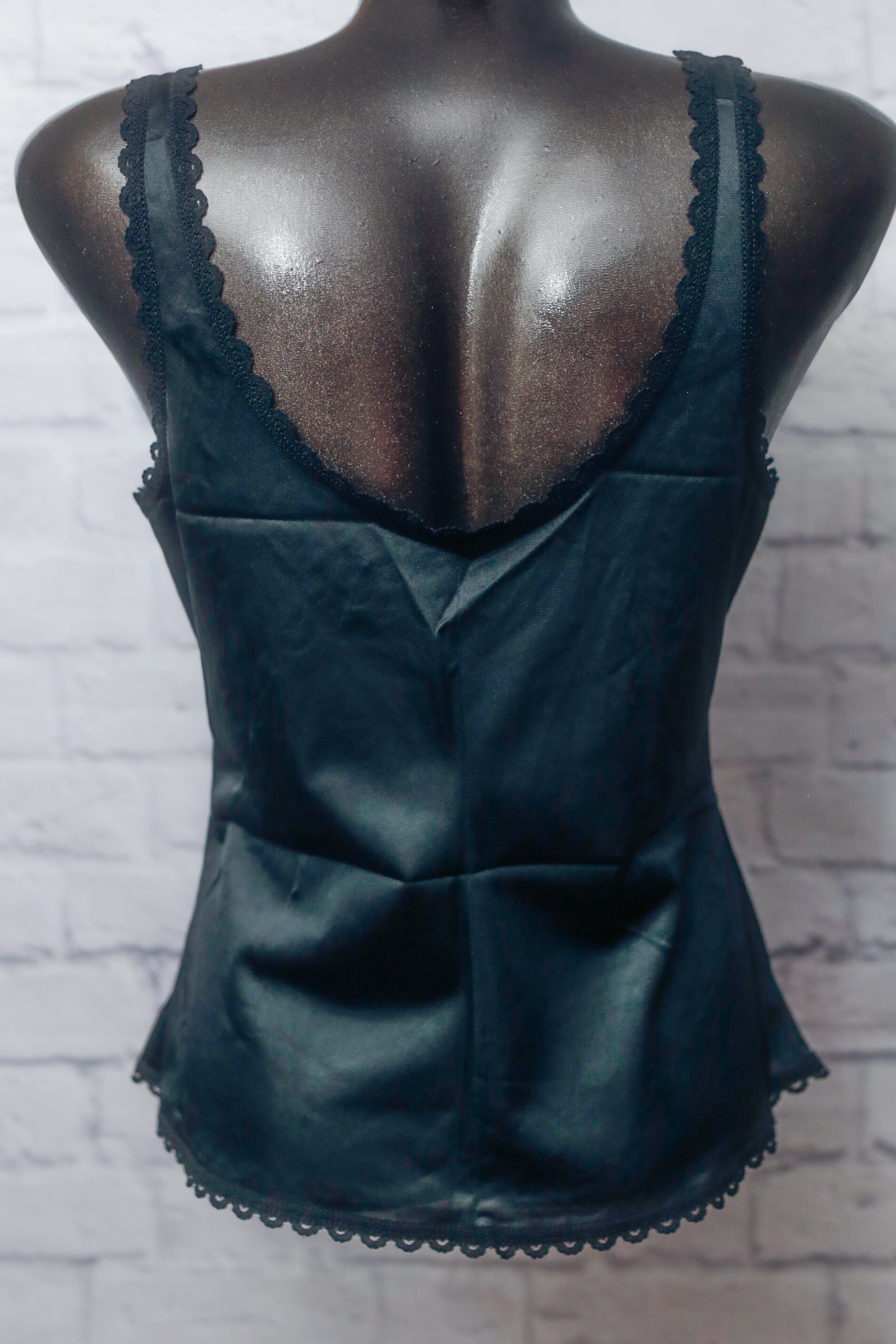 Warners Perfect Measure Vintage Cami Camisole 36 Medium Black Nylon & Lace