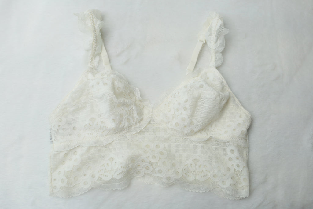 Aerie Lined Delicate Lace Bralette Small White