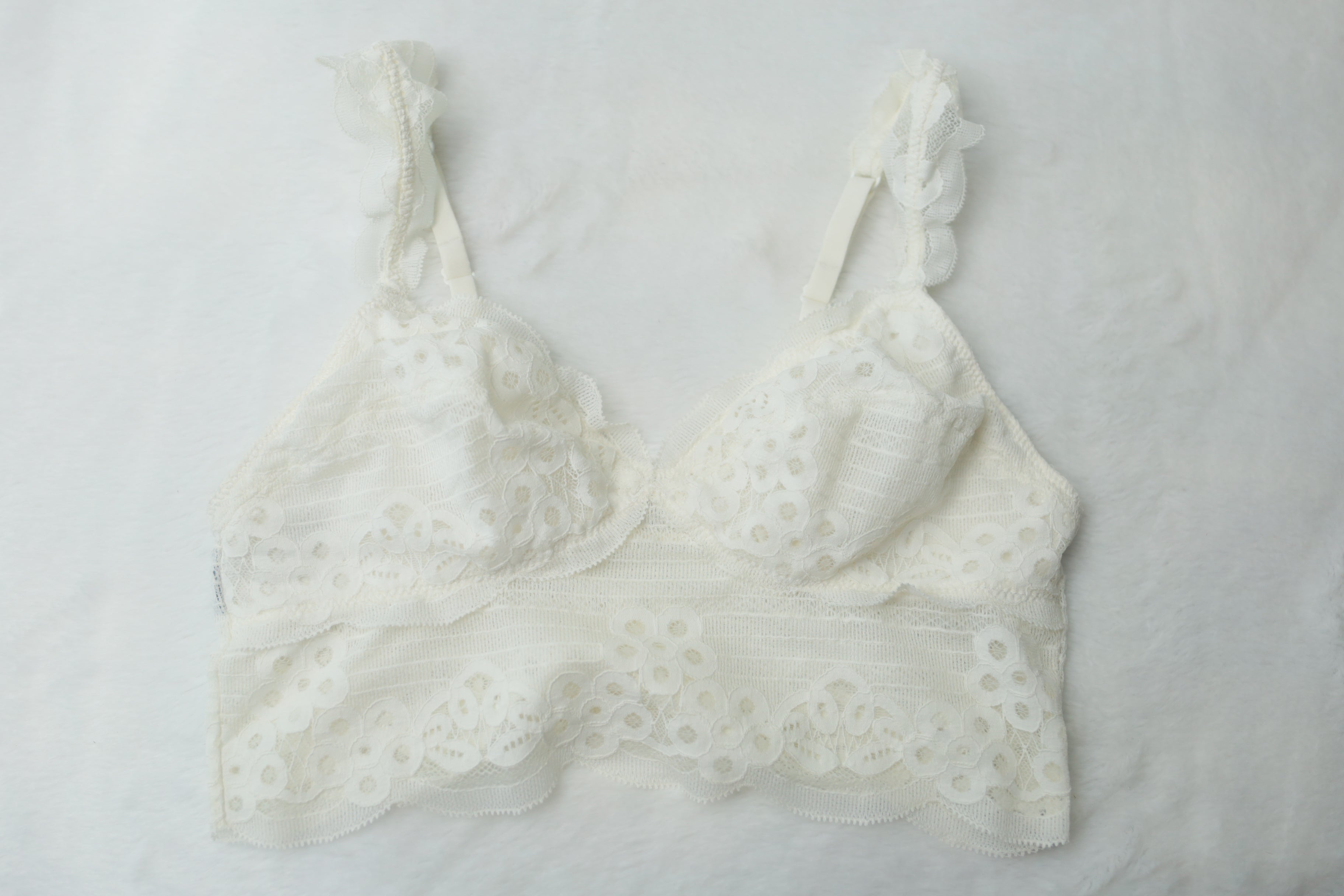 Aerie Lined Delicate Lace Bralette Small White