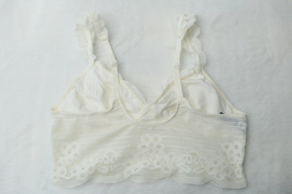Aerie Lined Delicate Lace Bralette Small White
