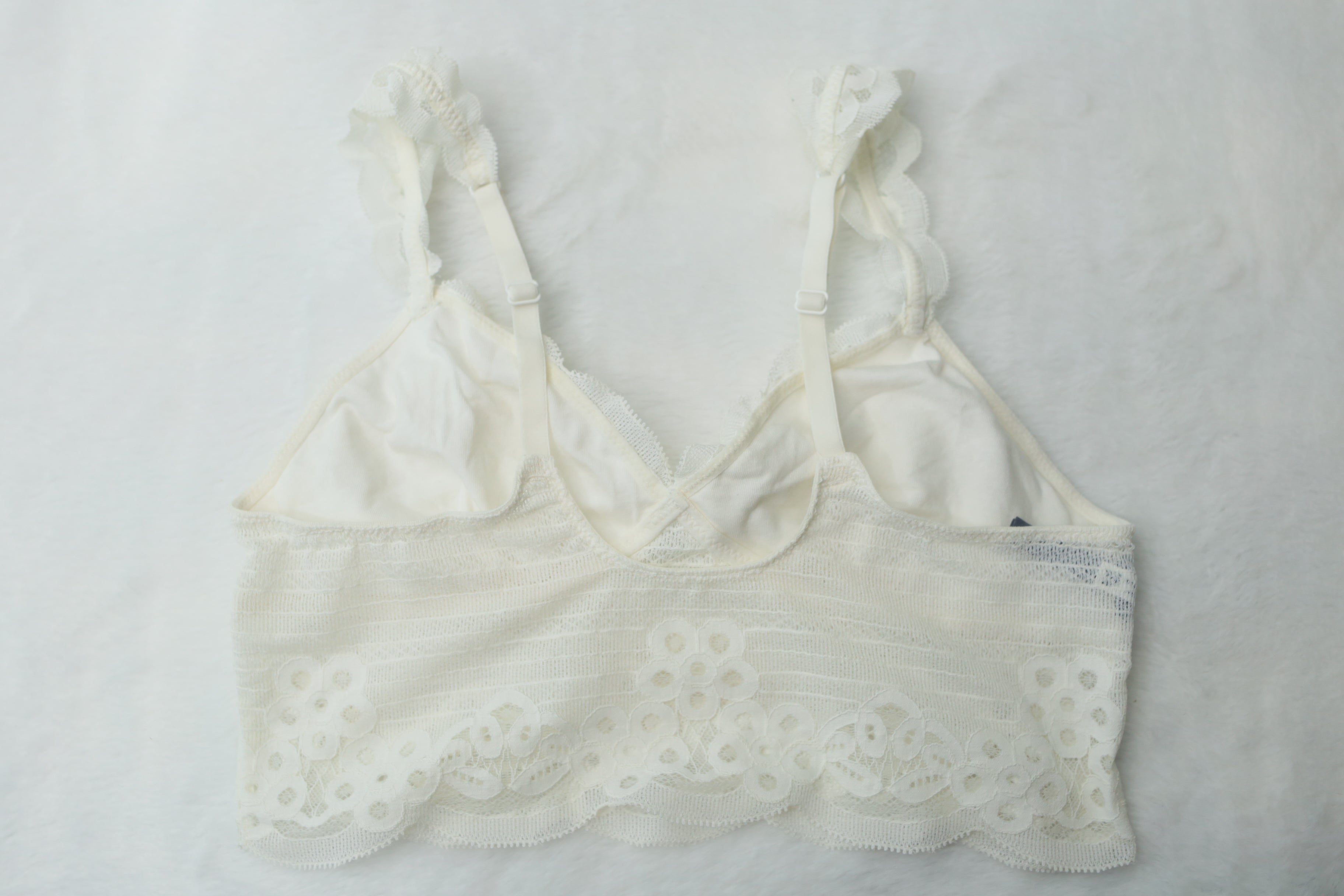 Aerie Lined Delicate Lace Bralette Small White