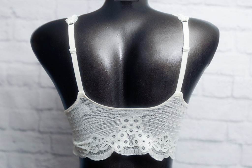 Aerie Lined Delicate Lace Bralette Small White