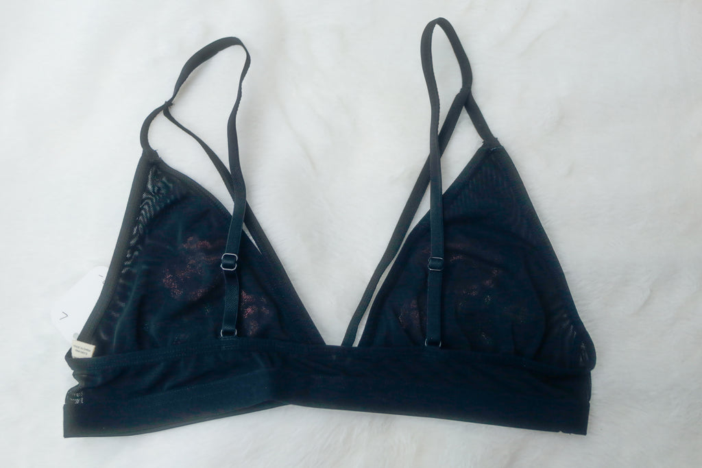 Cheeky Bird Unlined Embroidered Sheer Wireless Bralette Large 34-36 A-D Cup NEW