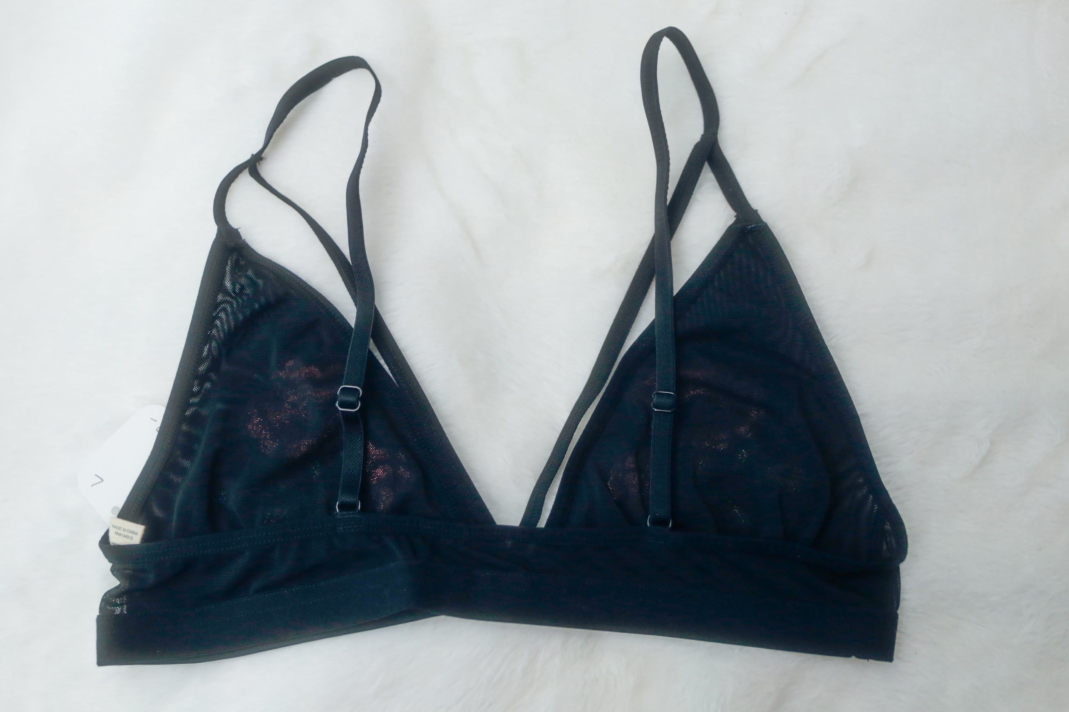 Cheeky Bird Unlined Embroidered Sheer Wireless Bralette Large 34-36 A-D Cup NEW