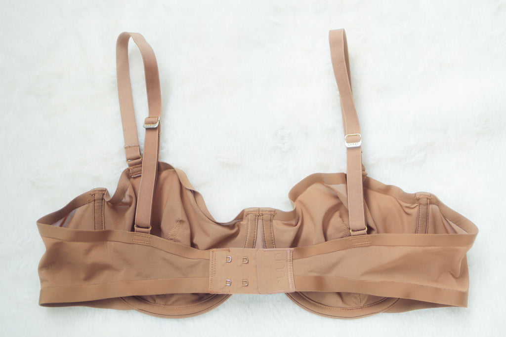 CUUP 38B The Balconette Unlined Mesh Semi Sheer Bra Brown