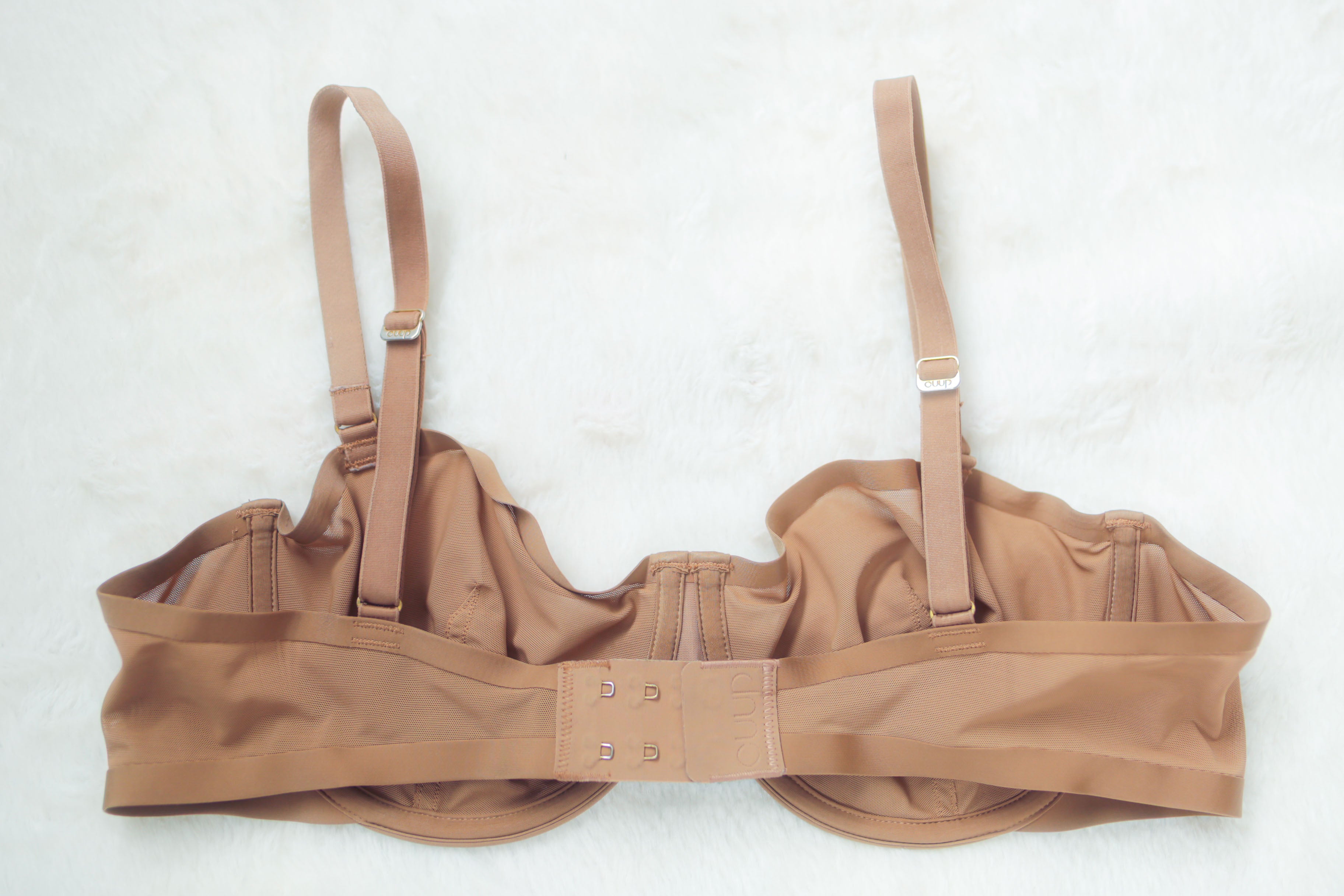 CUUP 38B The Balconette Unlined Mesh Semi Sheer Bra Brown