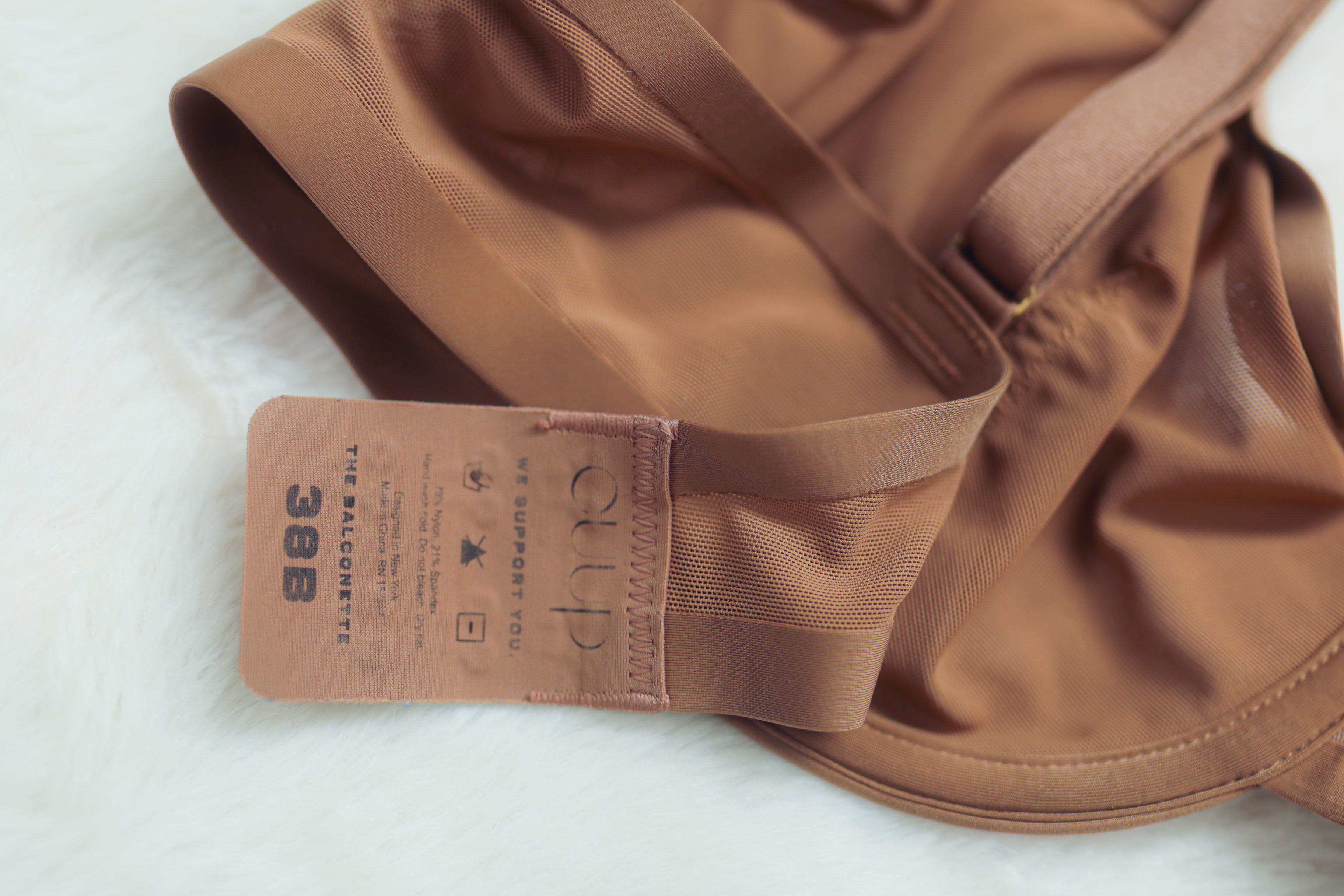 CUUP 38B The Balconette Unlined Mesh Semi Sheer Bra Brown