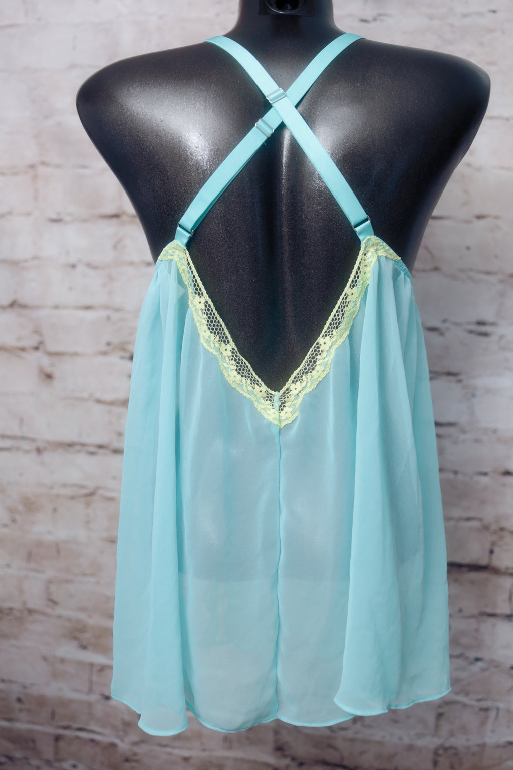 Victoria's Secret Open-cup Peekaboo Lace Babydoll Chemise Medium Mint Sea Green