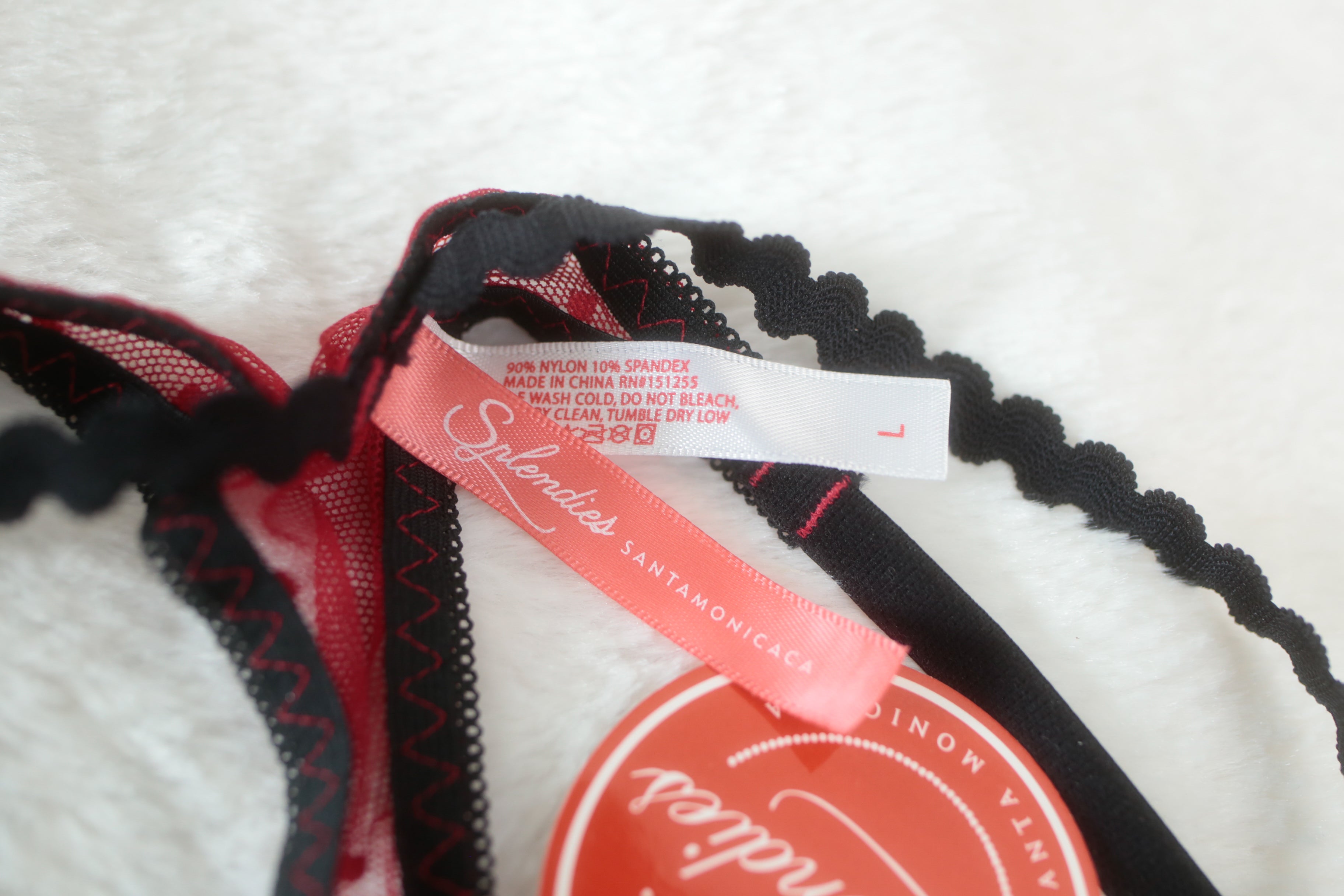 Splendies Embroidered Floral Thong Bikini Panties Large NEW