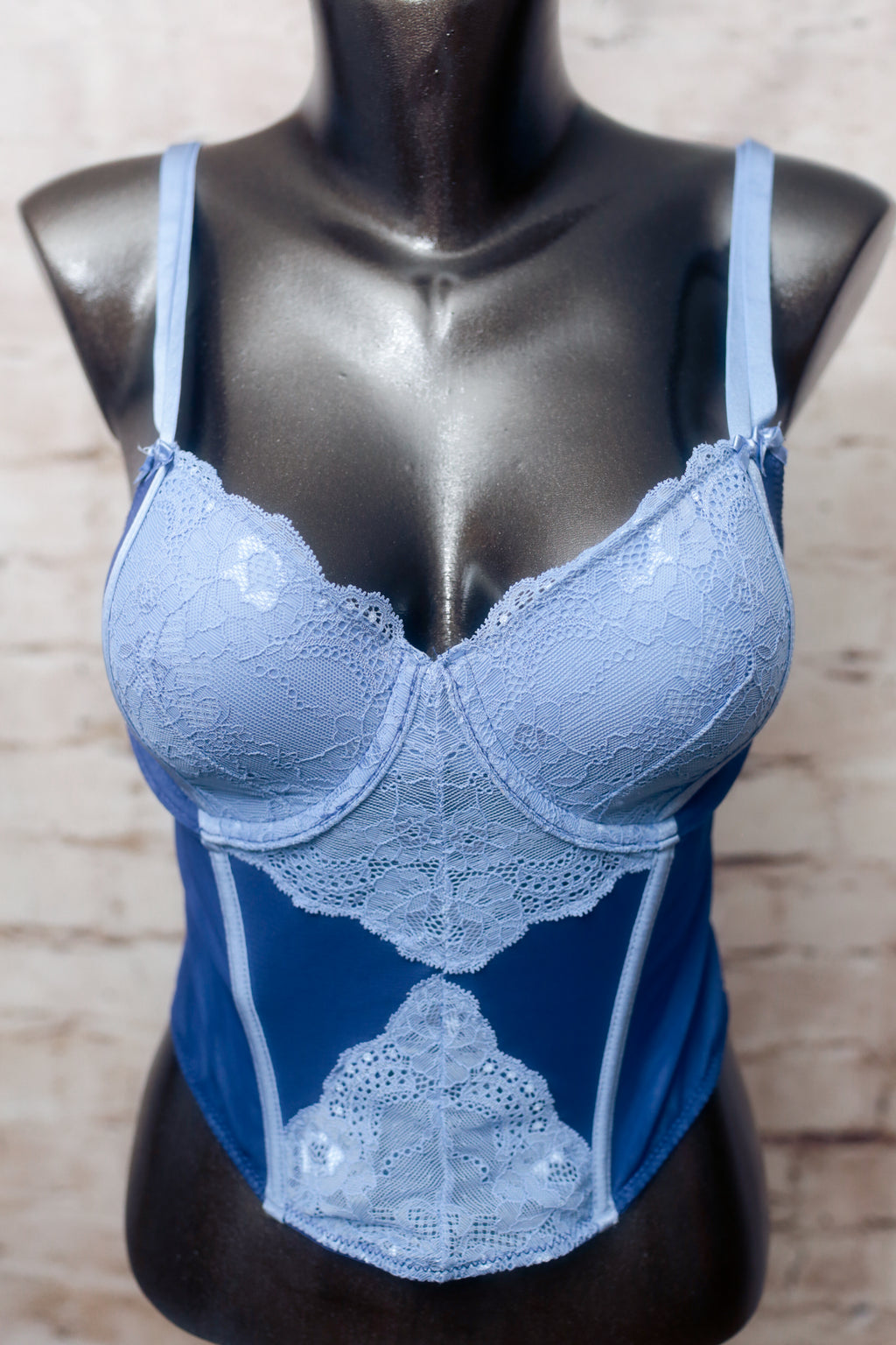 Adore Me Boned Bustier Corset Bra Medium Blue