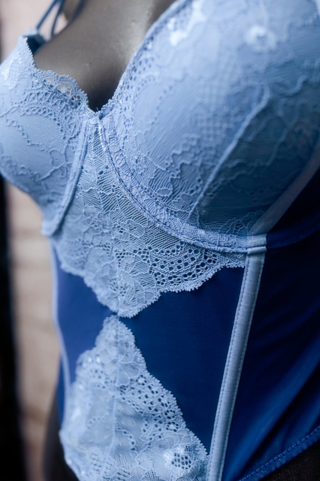 Adore Me Boned Bustier Corset Bra Medium Blue