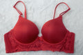 Vassarette 34A Retro Demi Push-up Longline Bra Red Satin Lace