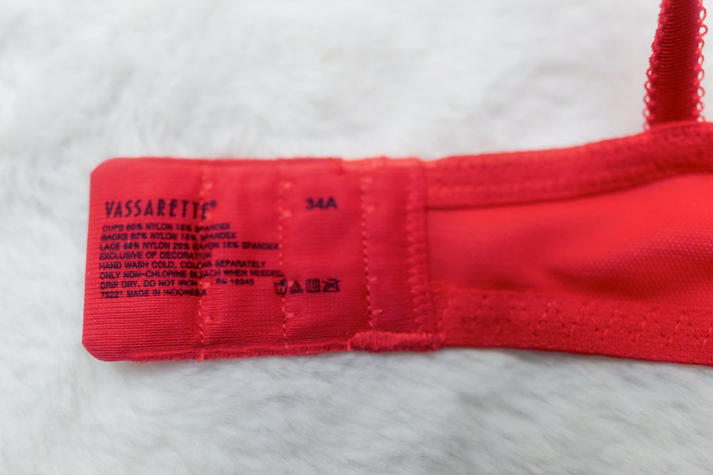 Vassarette 34A Retro Demi Push-up Longline Bra Red Satin Lace