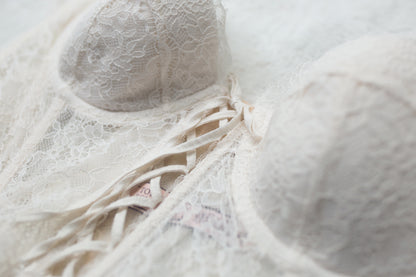 Victoria's Secret Dream Angels Lace Basque Corset Bustier Bra White Medium