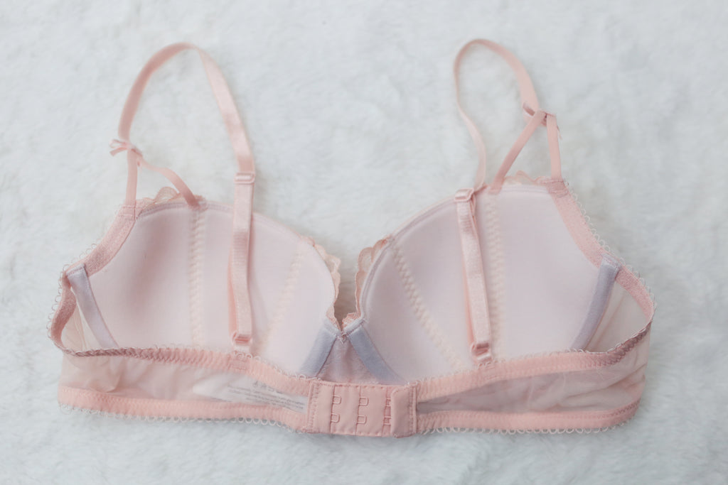 Adore Me 34C Enna Contour Lace-up Corset Cup Balconette Underwire Pink Lace