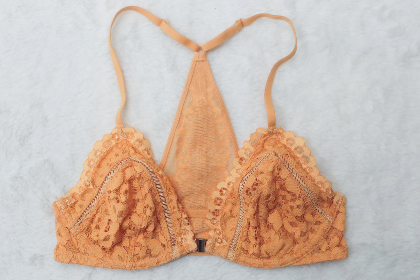 Victoria's Secret 32C Body by Victoria Unlined Plunge Underwire Bra Orange Lace