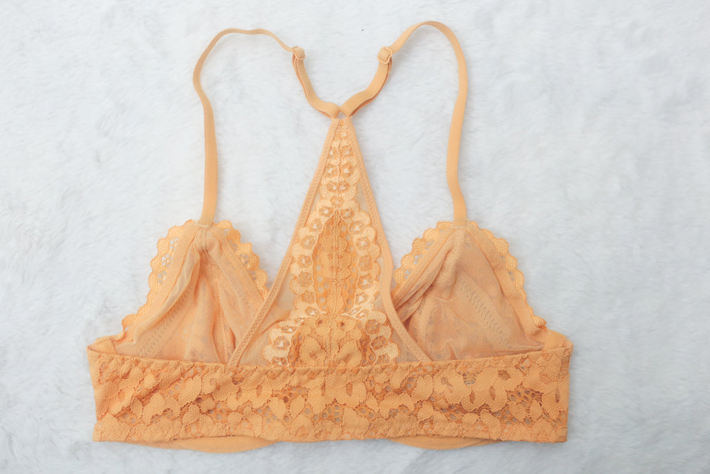 Victoria's Secret 32C Body by Victoria Unlined Plunge Underwire Bra Orange Lace