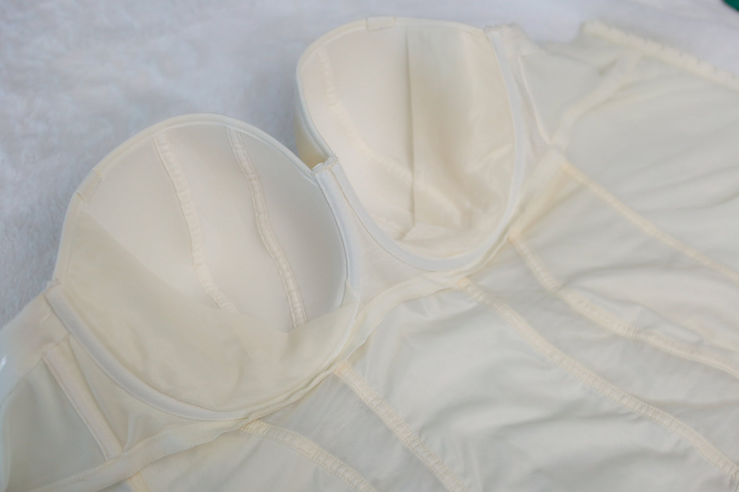 Curvy Kate 38J UK 38GG Luxe Basque Strapless Corset Bustier Bra Cream