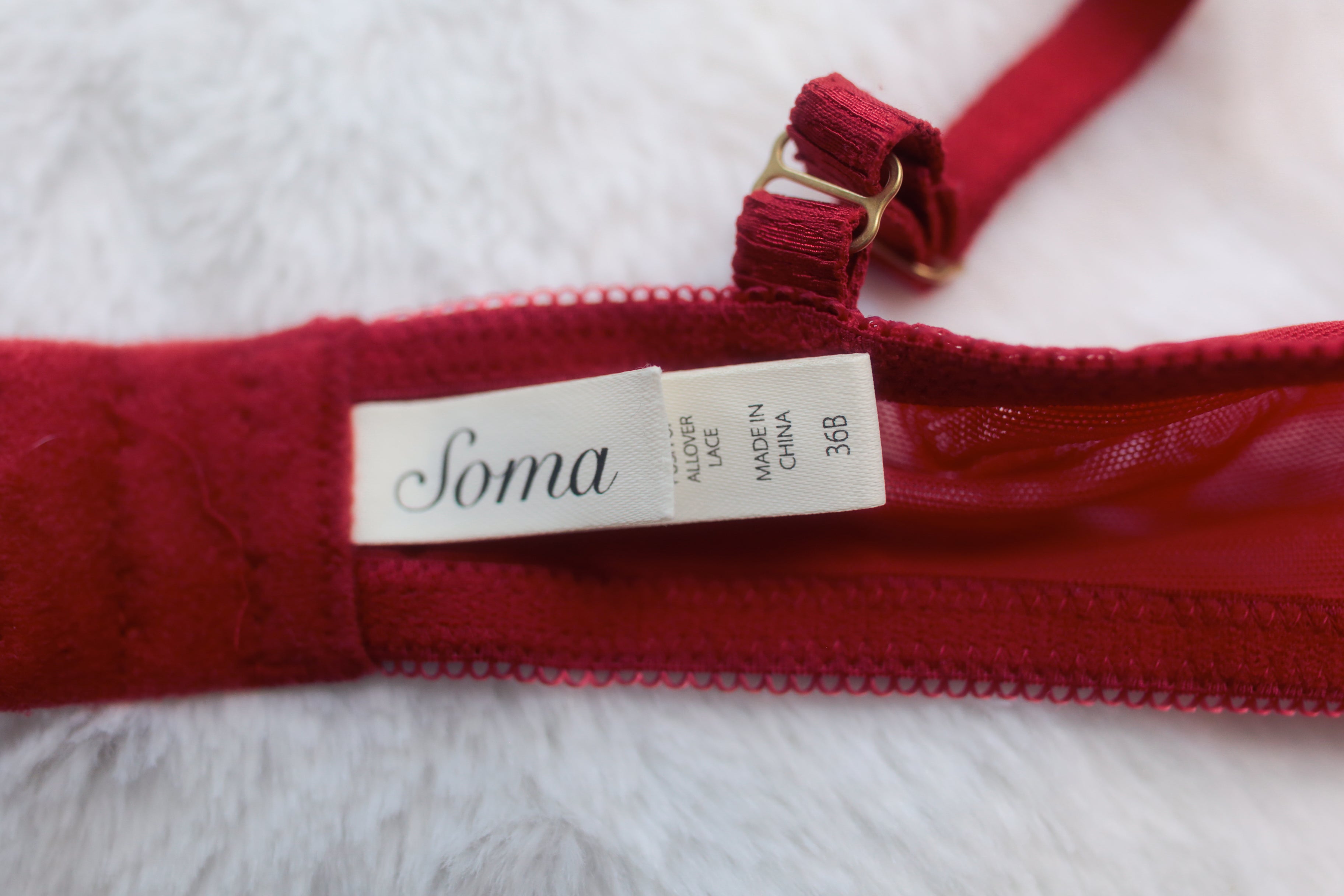 Soma 36B Breathtaking Push-up Allover Lace Underwire Bra Red