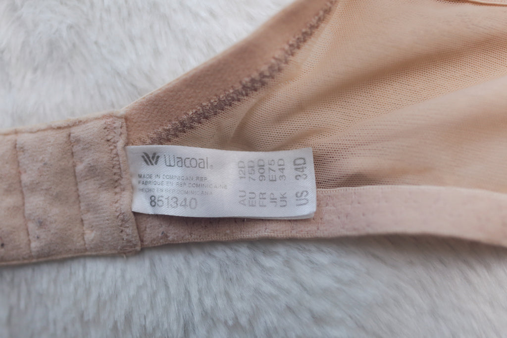 Wacoal 34D Net Effect 851340 Unlined Underwire Bra Beige