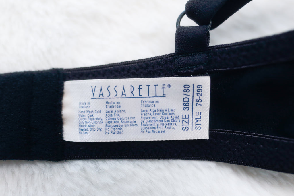 Vassarette 36D Retro Daisy Embroidered Underwire Bra Blue Black