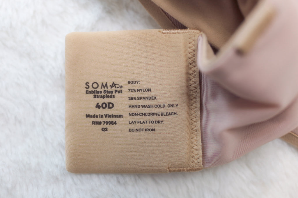 Soma 40D Enbliss Stay Put Strapless Convertible Wireless T-shirt Bra Beige