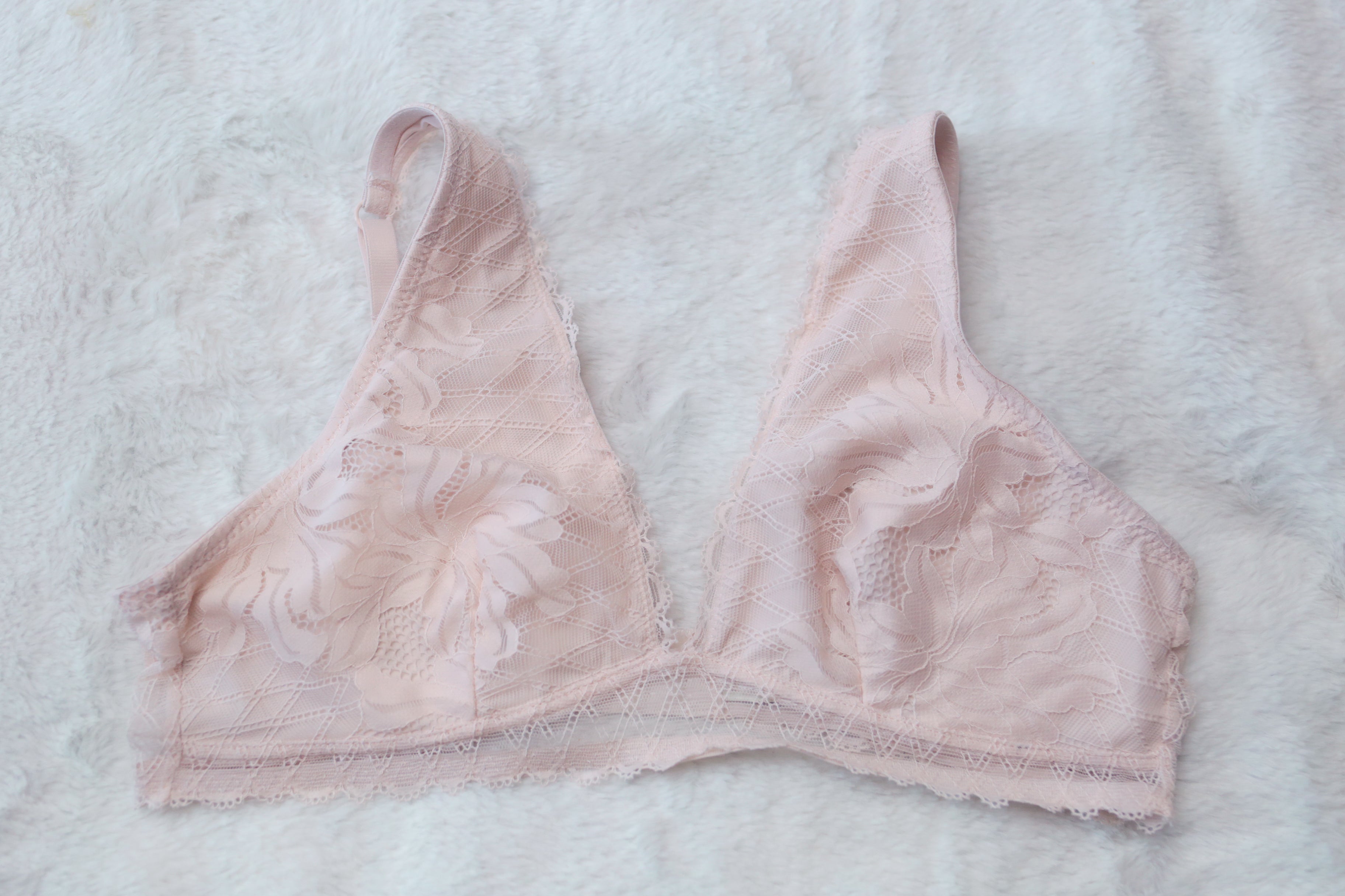Anne Klein Pink Lace Lightly Lined Bralette Large