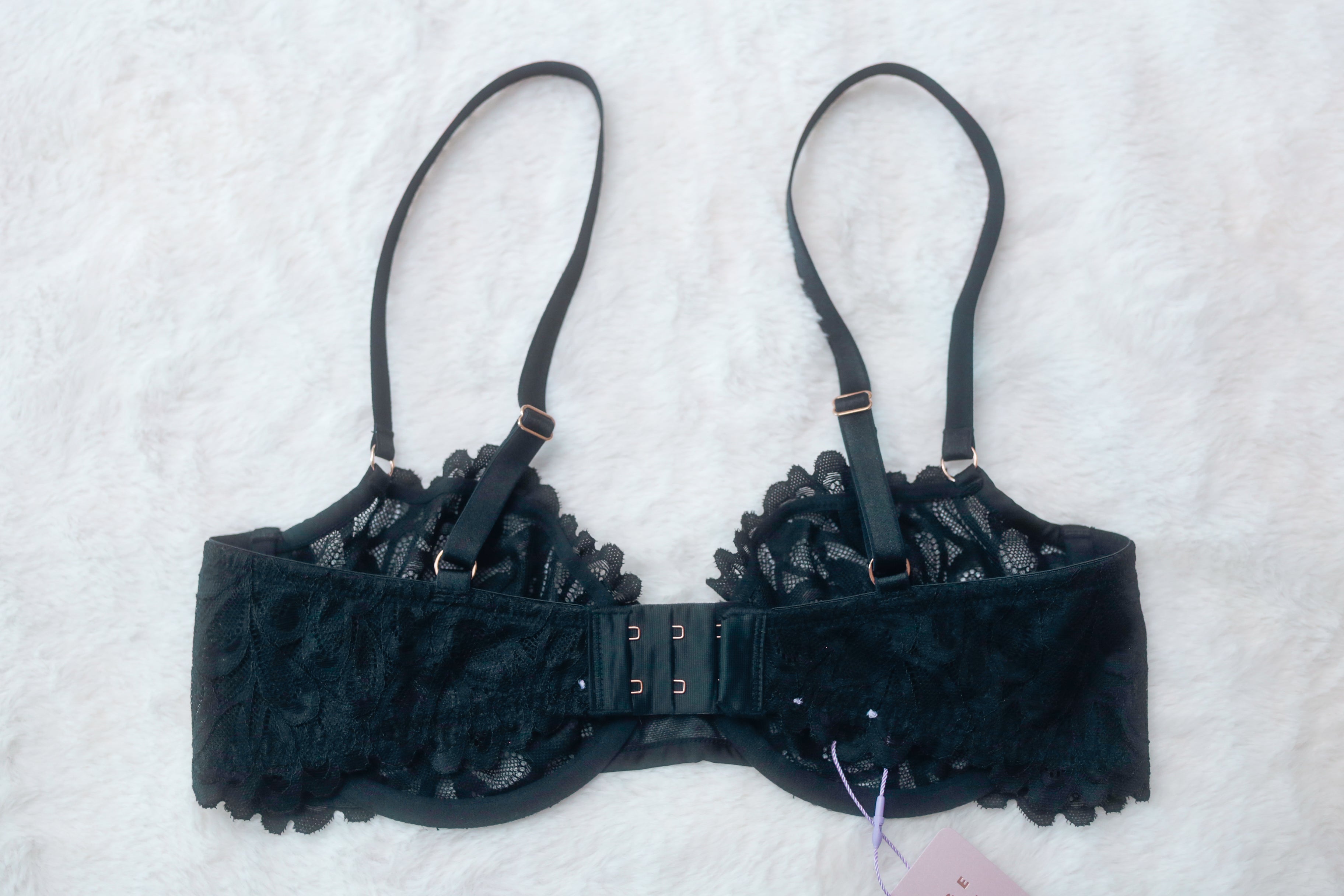 Savage X Fenty 34D Sheer Unlined Lace Balconette Bra Black NEW