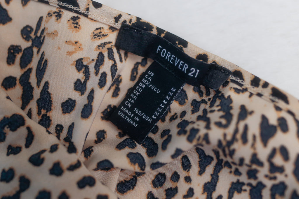 Forever 21 Leopard Cheetah Satin Cami Top Medium