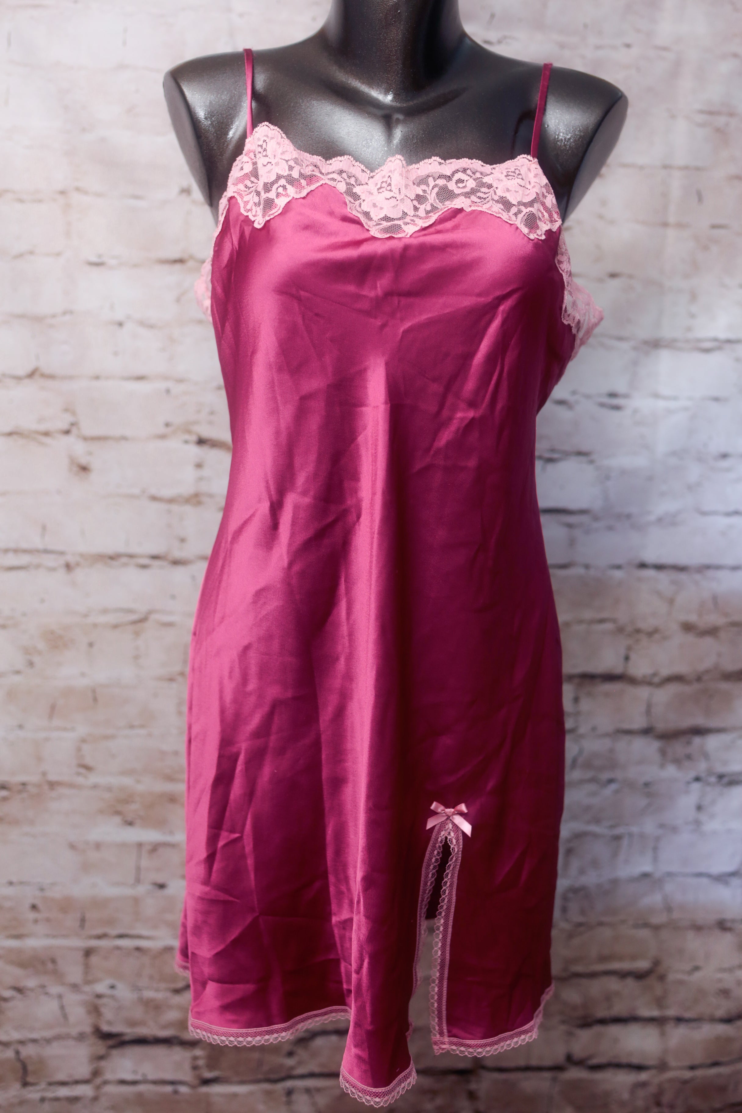 Victoria's Secret Angels Vintage Y2K Satin Chemise Lingerie Large Pink