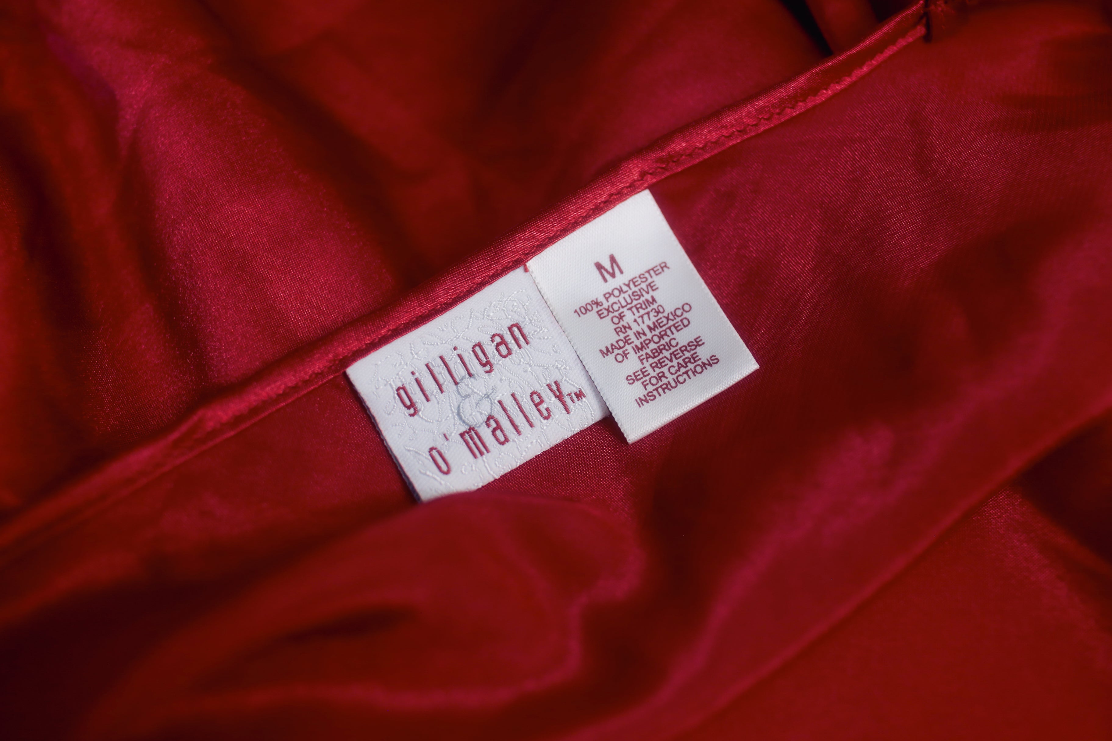 Gilligan & O'Malley Red Satin Chemise Babydoll Lingerie Medium