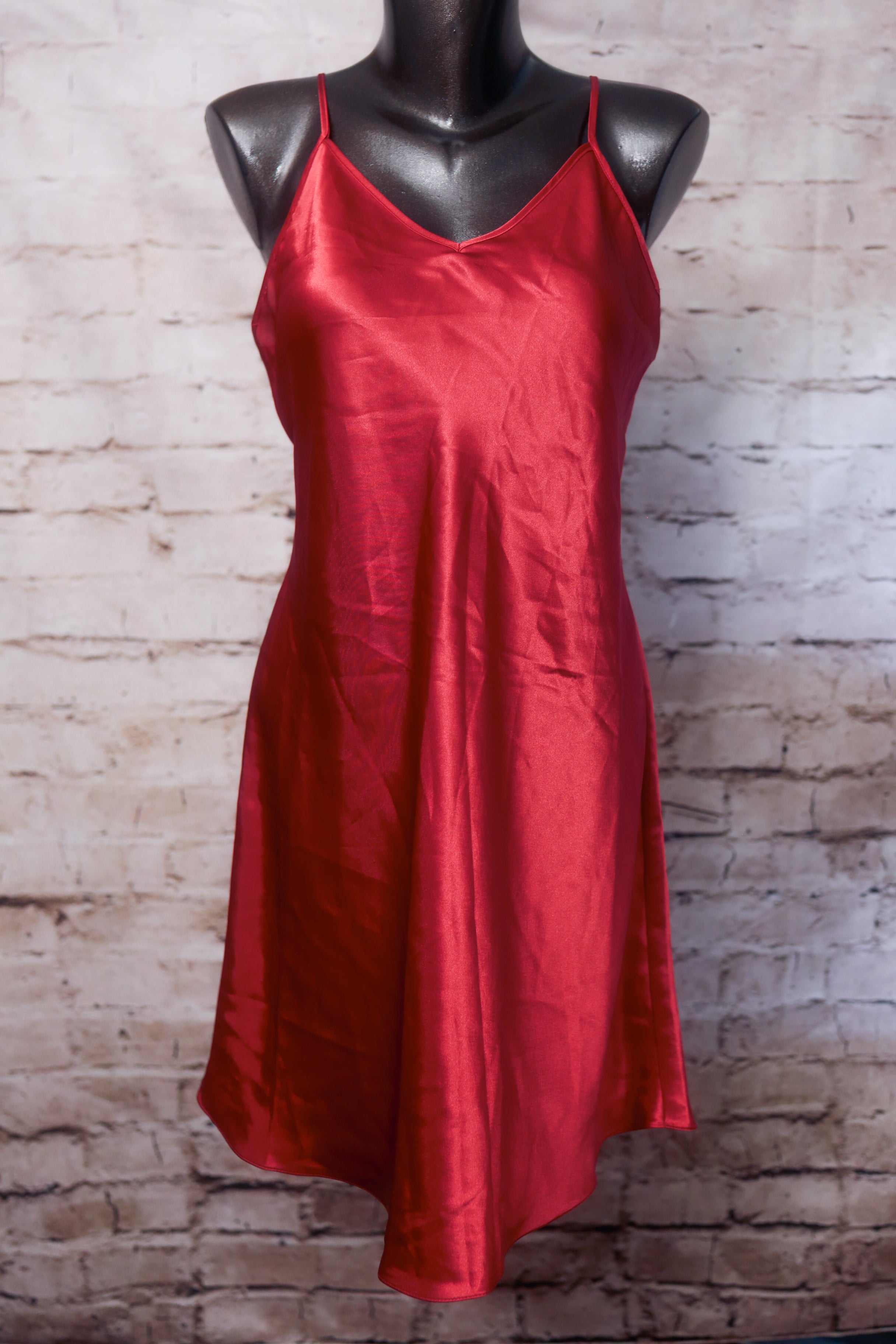 Gilligan & O'Malley Red Satin Chemise Babydoll Lingerie Medium