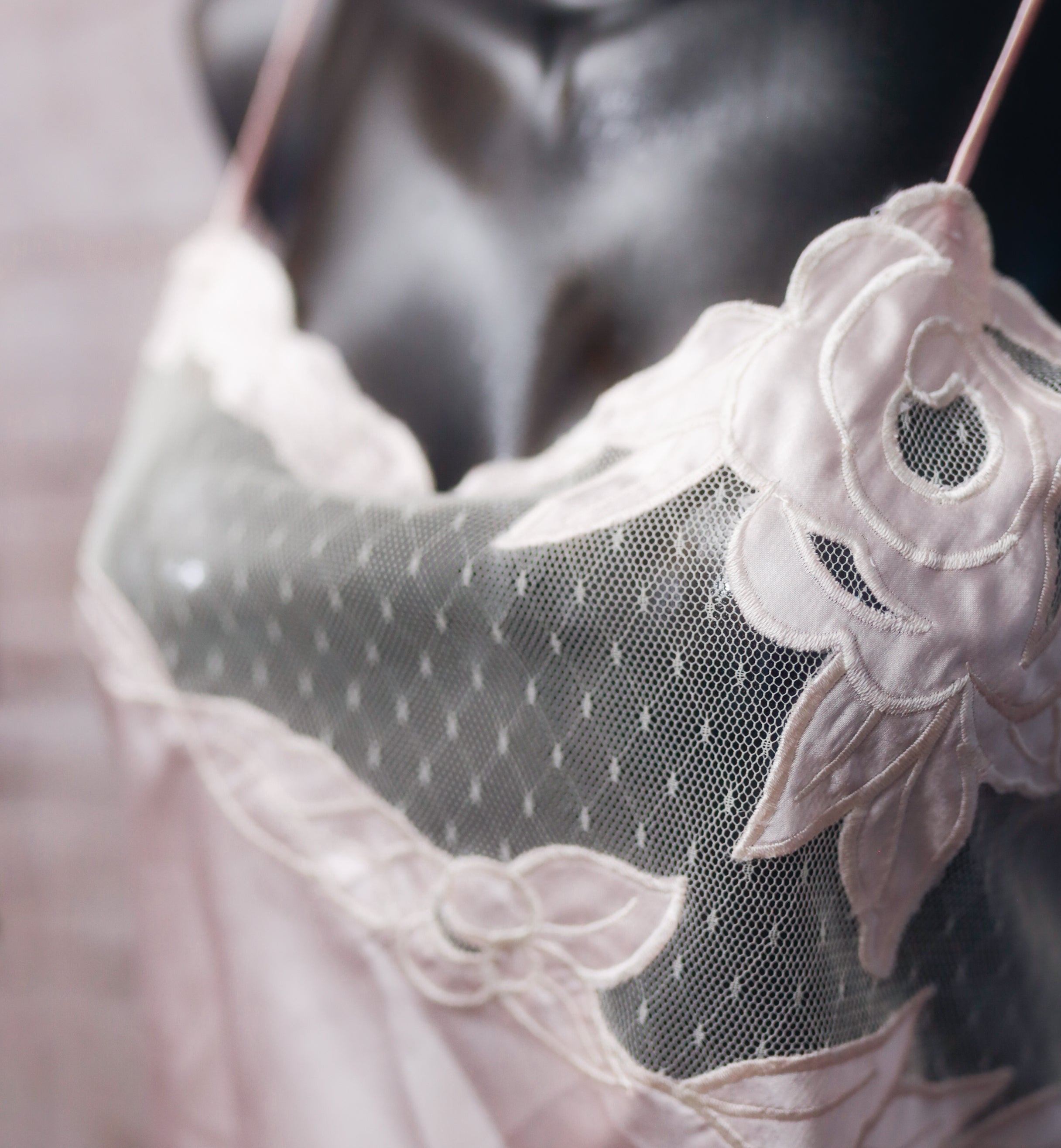 Sedu Vintage Sheer Mesh Satin Chemise Lingerie Pink Medium