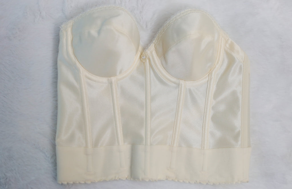 Dominique 32A Bustier Corset Low Back Boned Bra Ivory