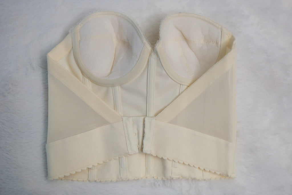 Dominique 32A Bustier Corset Low Back Boned Bra Ivory