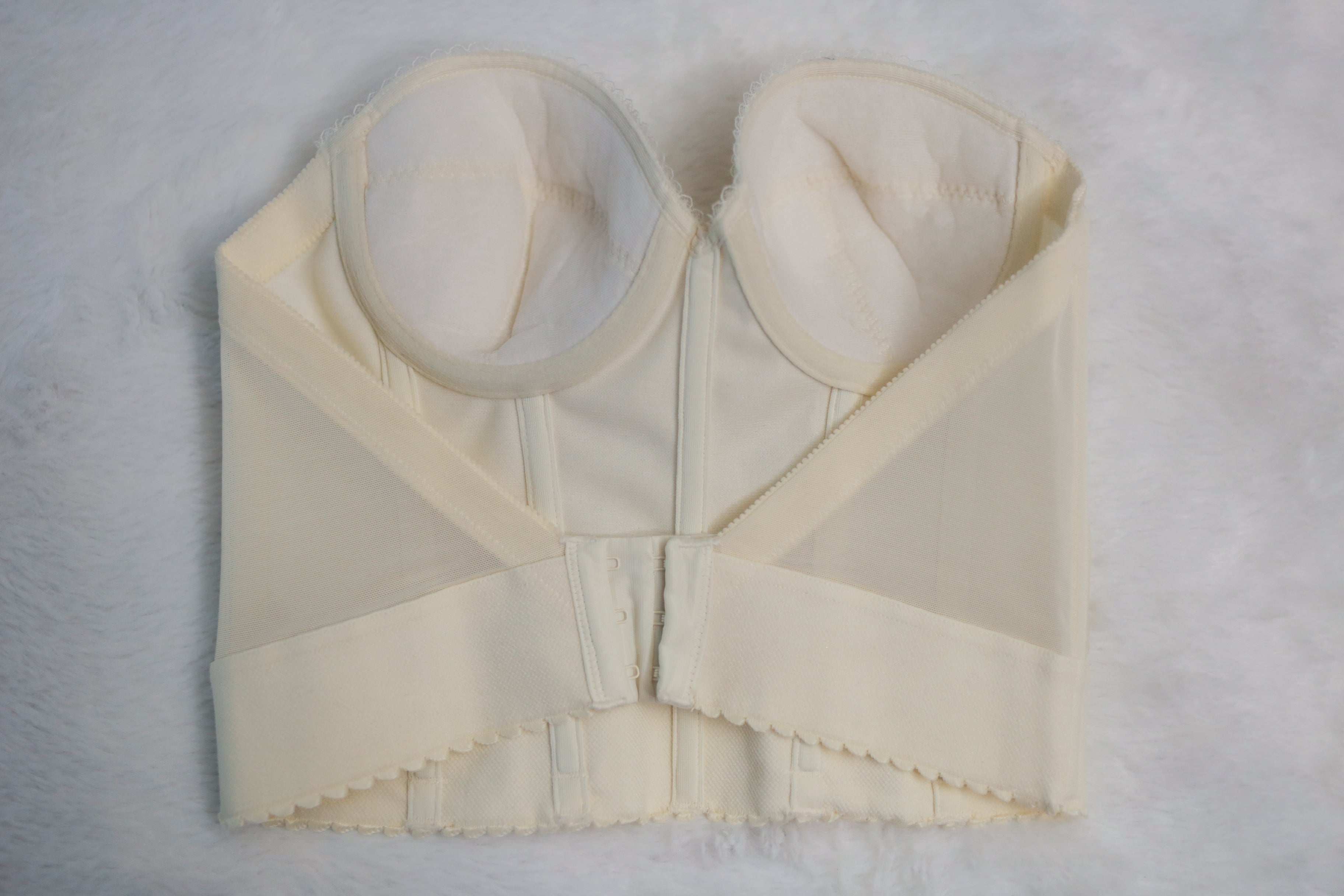 Dominique 32A Bustier Corset Low Back Boned Bra Ivory