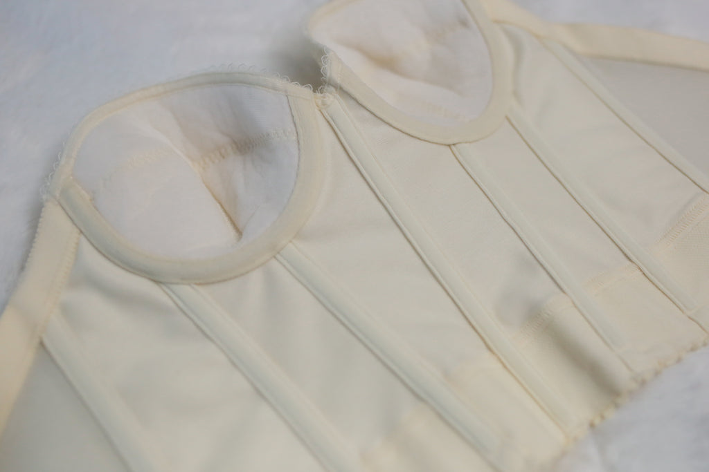 Dominique 32A Bustier Corset Low Back Boned Bra Ivory