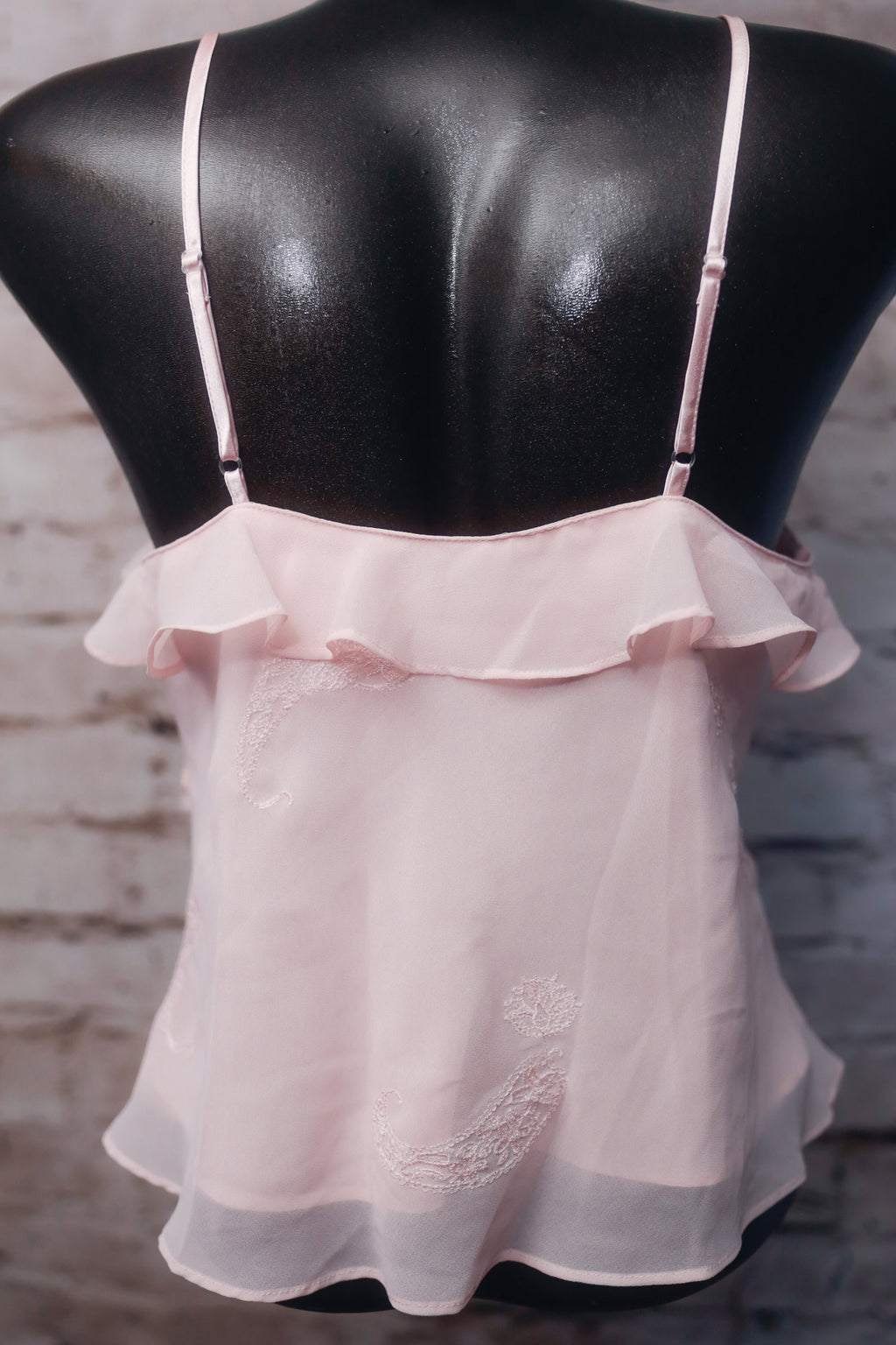 Valerie Stevens Y2K Ruffled Cami Chemise Lingerie Pink Small