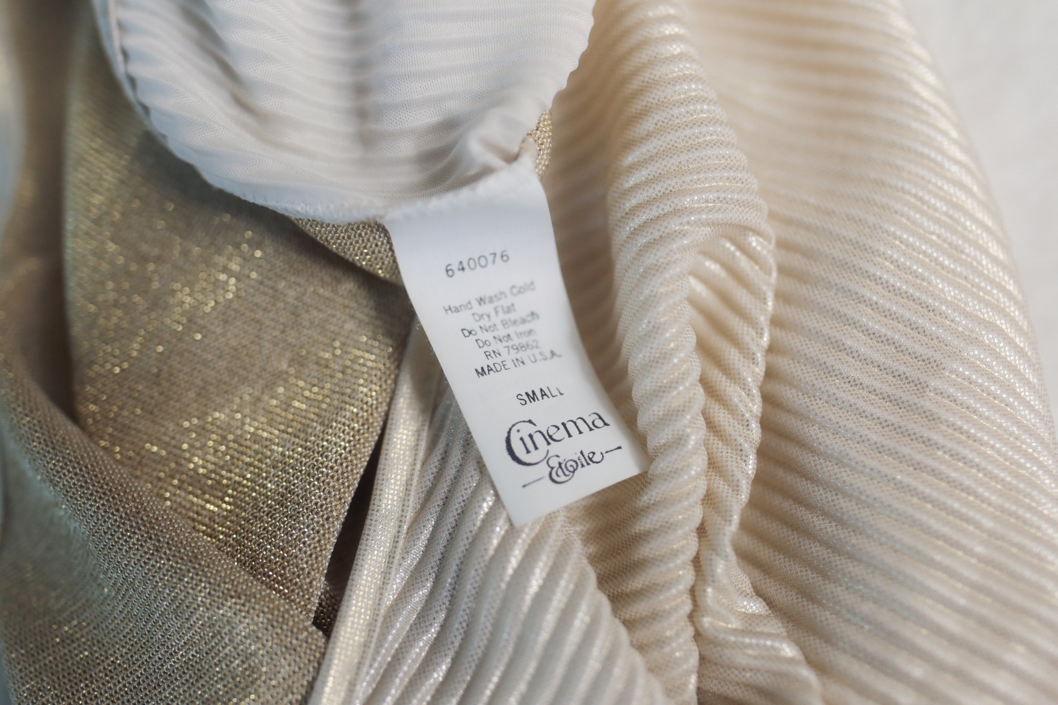 Cinema Etoile Vintage Ribbed Gold Glitter Cami Chemise Lingerie Small
