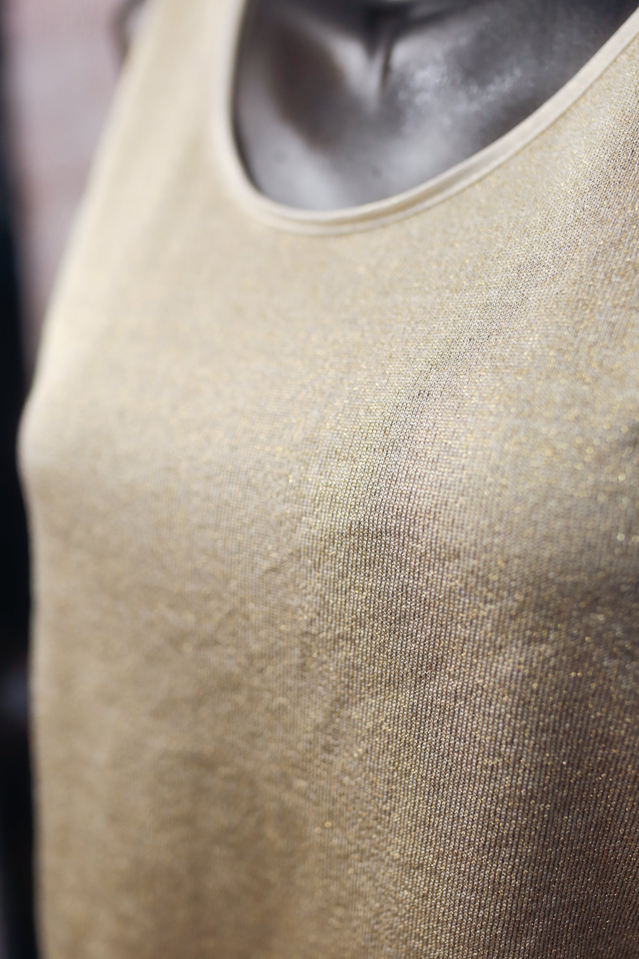 Cinema Etoile Vintage Ribbed Gold Glitter Cami Chemise Lingerie Small