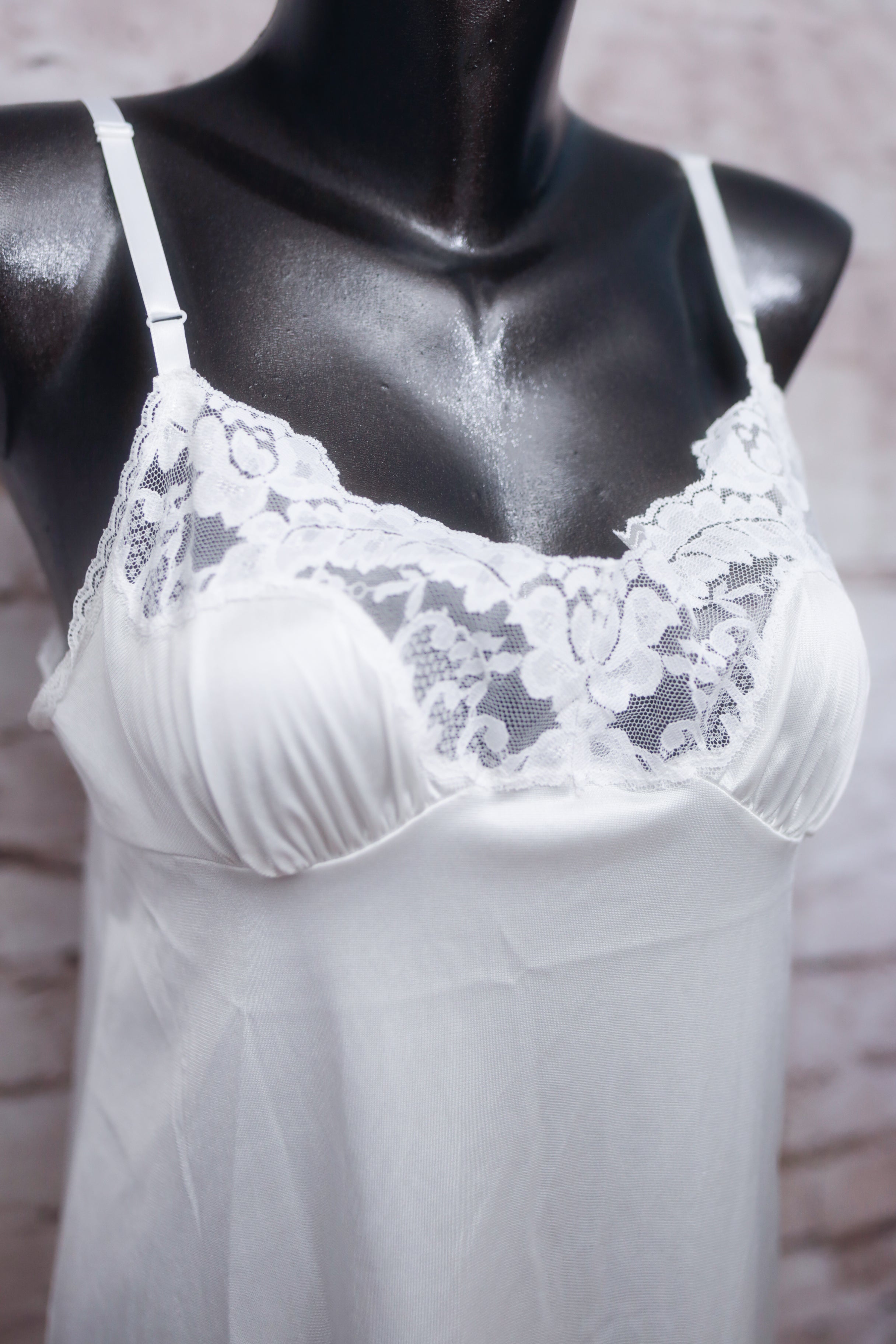 Vassarette Vintage Full Slip Nightgown White Satin and Lace Size 36