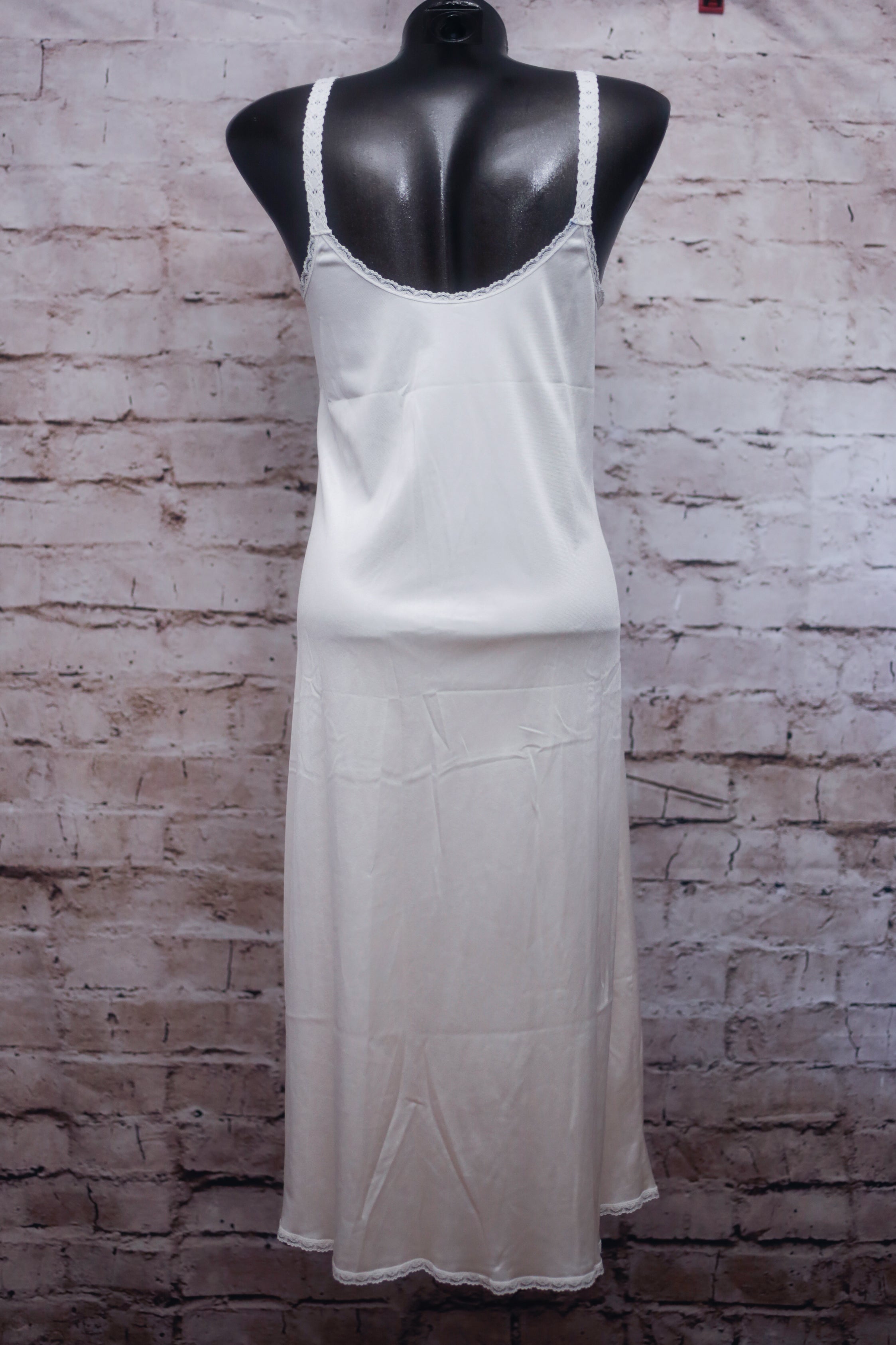 Maidenform Something Special Vintage Full Slip Nightgown White Satin and Lace Size 34