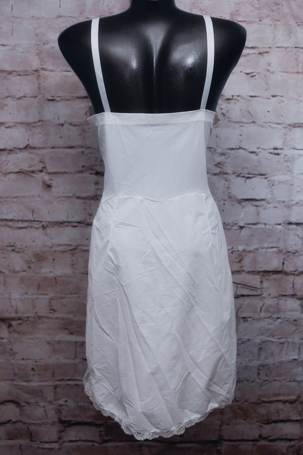 Sears Non-cling Vintage Full Slip Nightgown White Satin and Lace Size 34