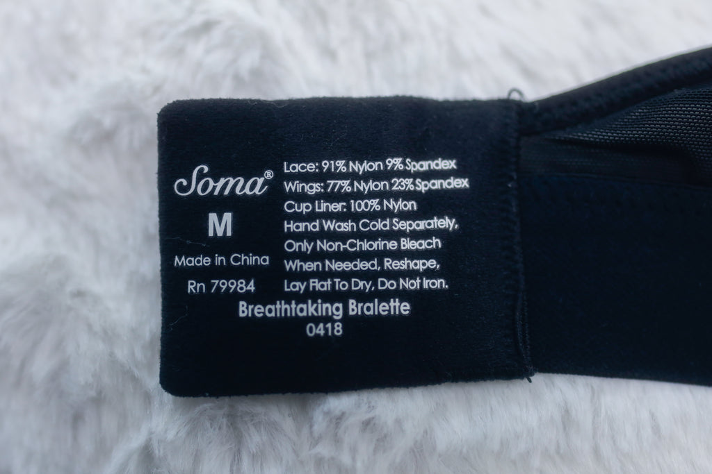 Soma Breathtaking Lace Bralette Medium Black