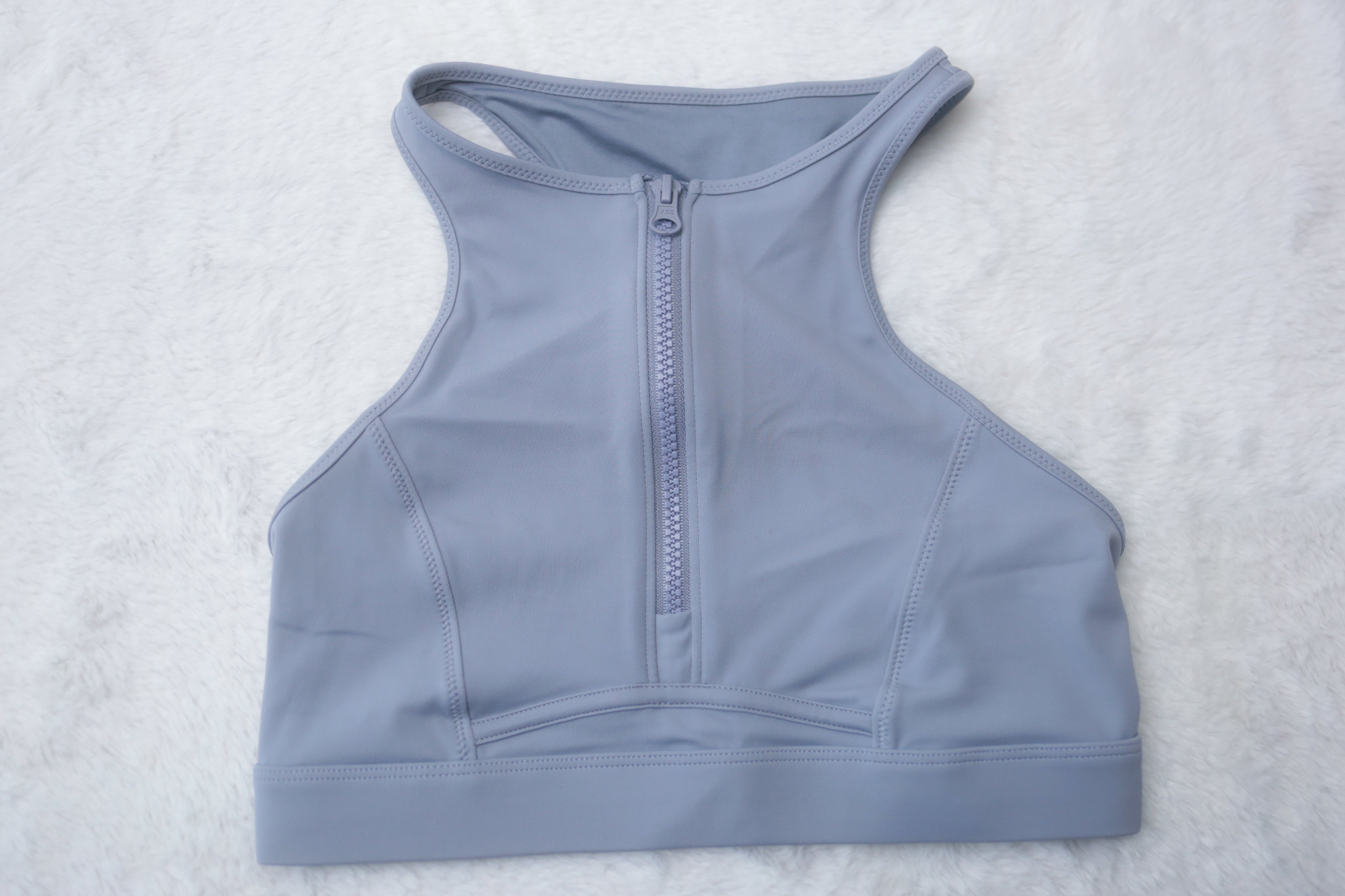 Fabletics Front-zip Wireless Compression Sports Bra Gray