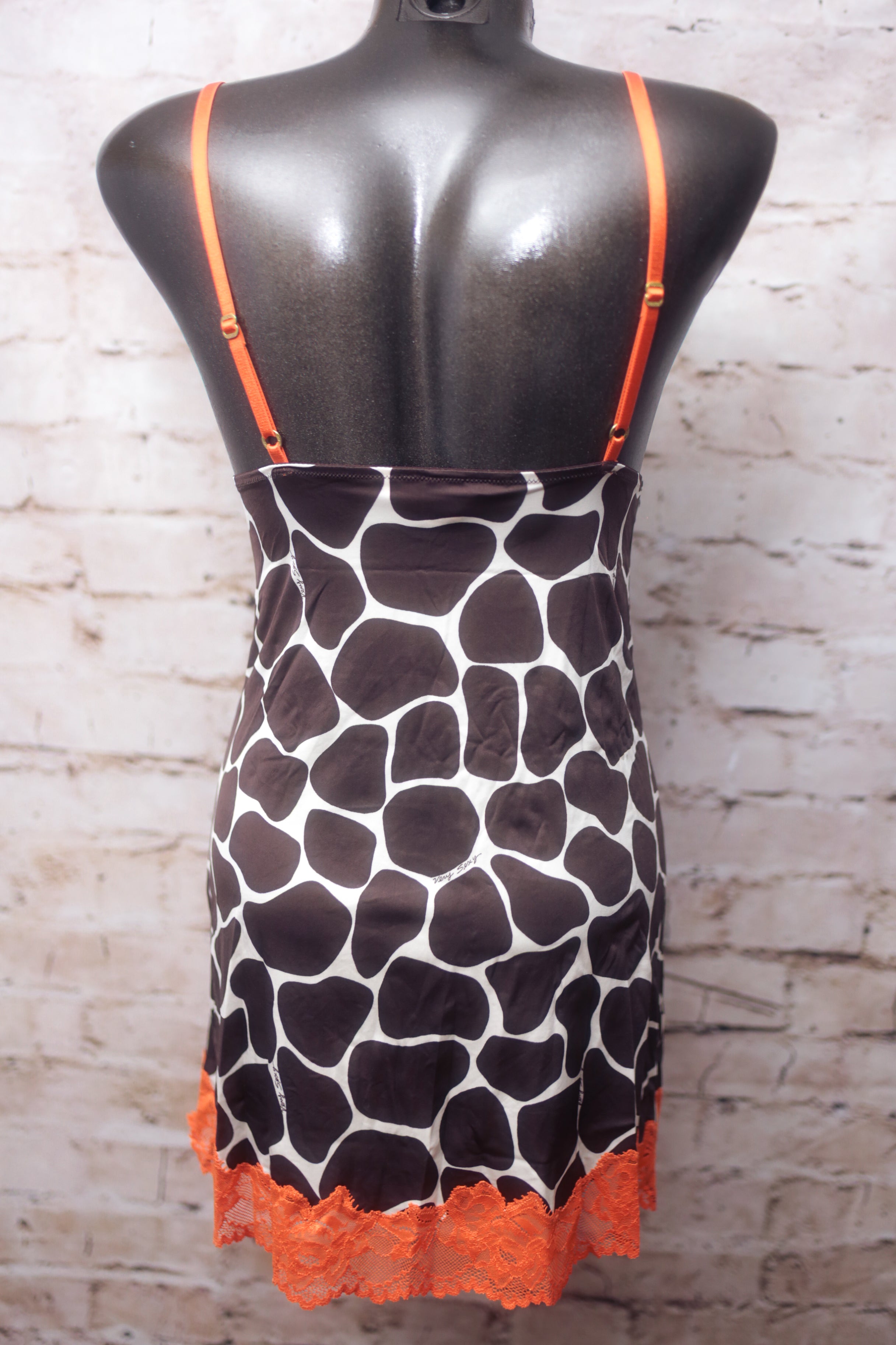 Victoria's Secret Very Sexy Pene-vintage Camisole Nightie Small Brown and Orange Giraffe