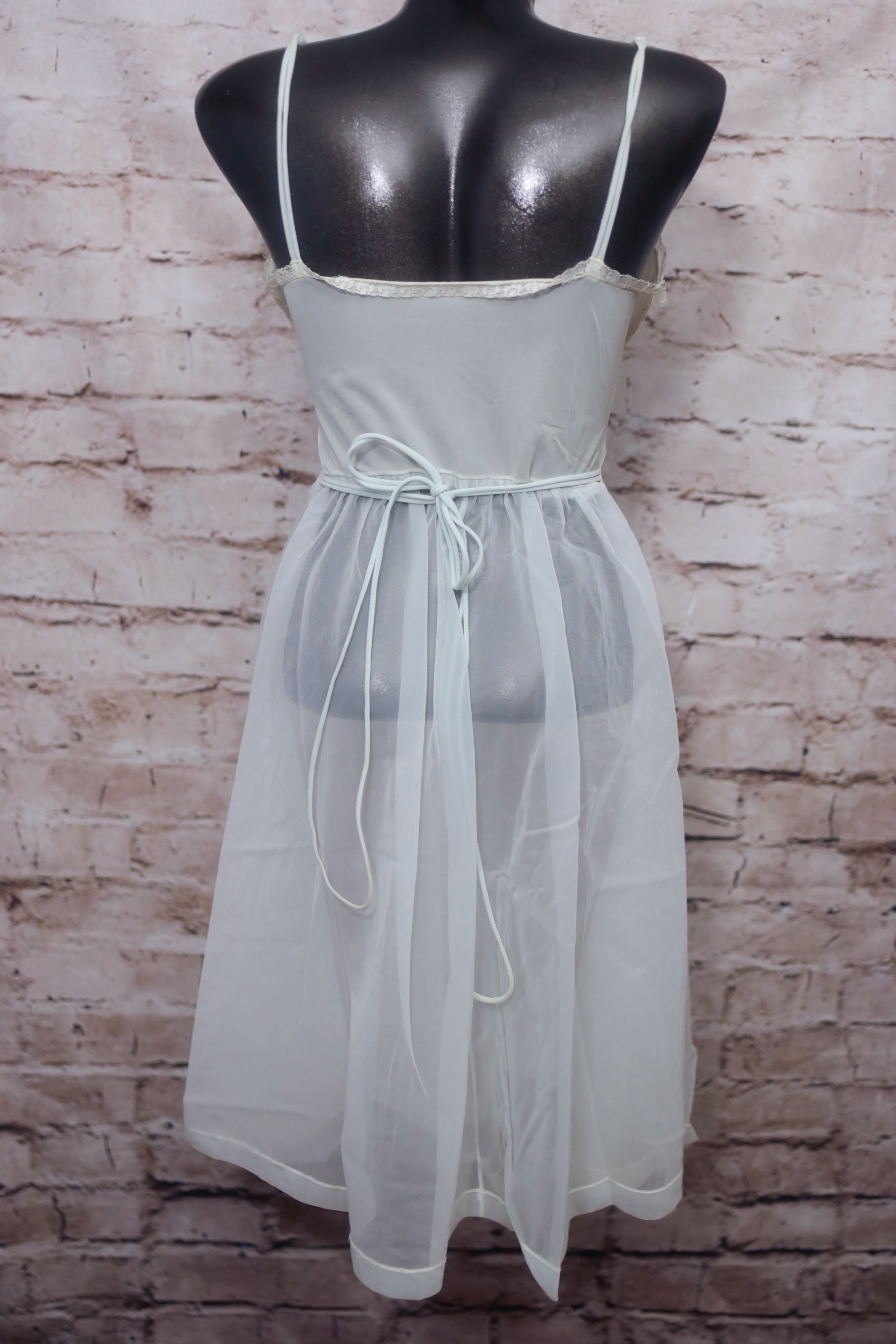 Henson Kickernick Vintage Chemise Babydoll Lingerie Sheer Baby Blue 32 Small