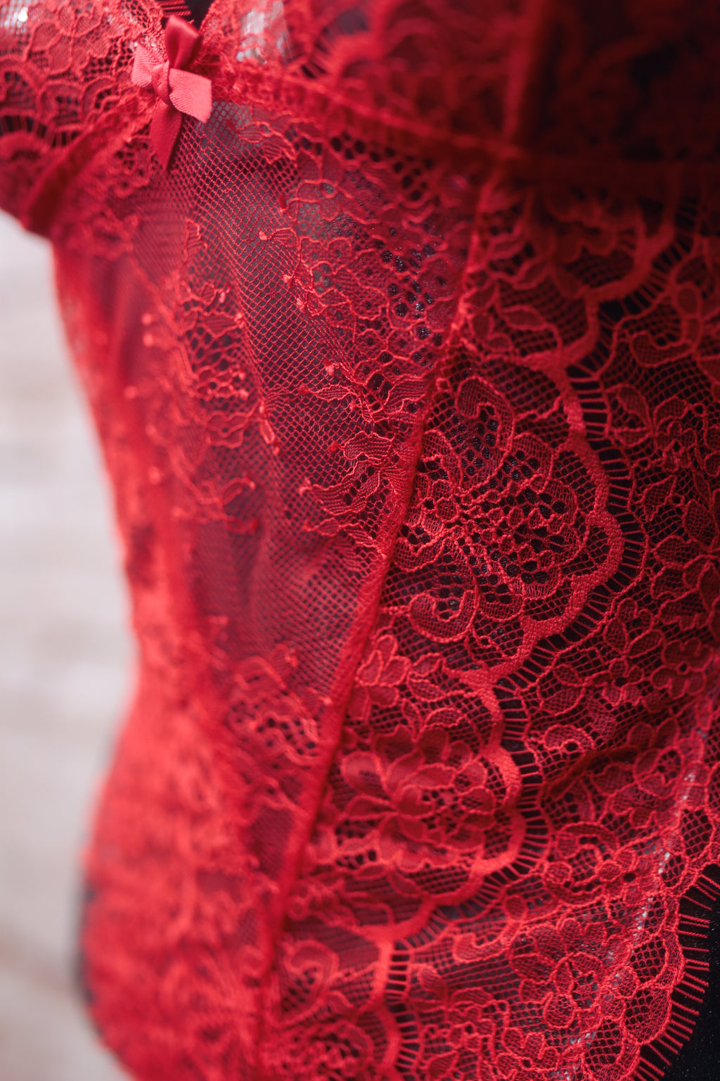 Victoria's Secret Teddy Lingerie Strappy High-rise Small Red Sheer Lace NEW